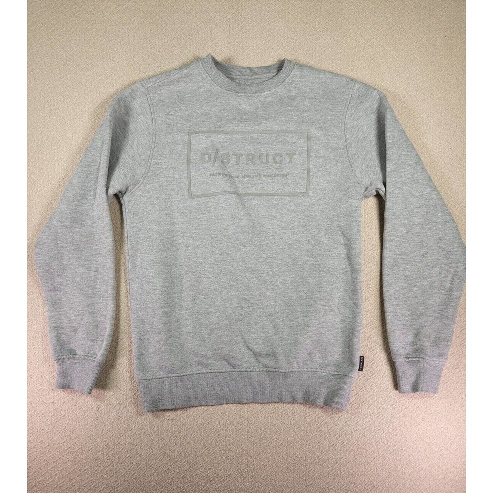 D/Struct Sweater Mens Small S Pullover Fleece‎ Cotton Blend Gray Skateboard